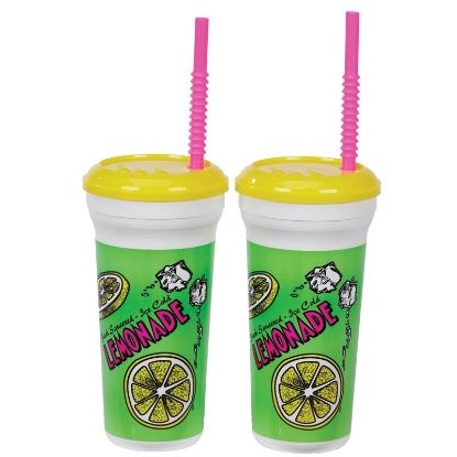 32oz Plastic Lemonade Cups with Straws 5306