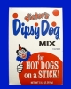 White box of corn dog mix with blue and red graphics stating Dipsy Dog Mix