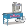 Mobile snow cone cart with open storage and push handle