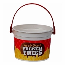 French Fry Bucket #2303 48 oz. Printed PLASTIC w/handle