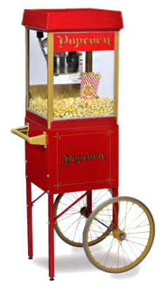 2404 & 26FunPop 4 oz. Popcorn Machine 2404 on Red Cart2649CR