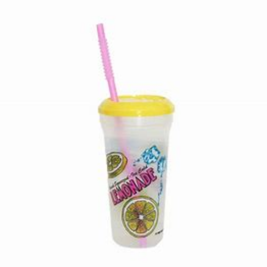 Plastic Lemonade Cup 32 oz Clear 5306CL with lid and straw
