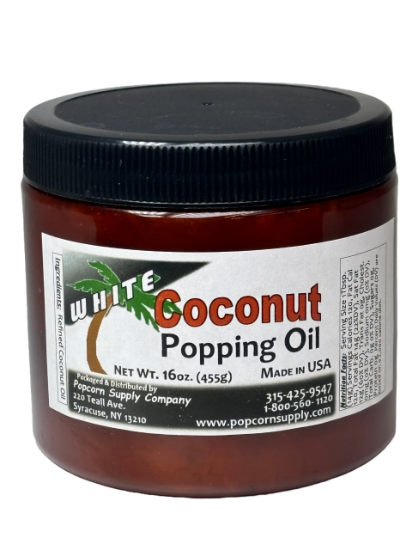 White Coconut Popping Oil 1 lb. jar for popcorn machines