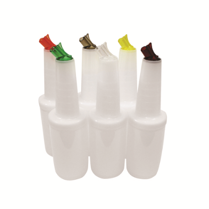 Clog-resistant spout PourMaster complete unit container for mixers and juices