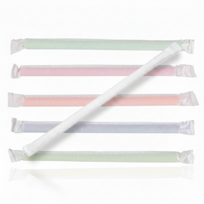 wrapped disposable plastic straws for beverage service