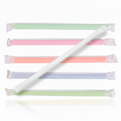wrapped disposable plastic straws for beverage service