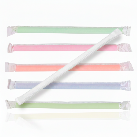 wrapped disposable plastic straws for beverage service