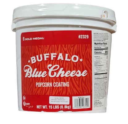 Spicy buffalo popcorn coating with blue cheese