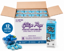 Glaze Pop® Blue Raspberry Bulk Popcorn Coating Mix for candy-coated gourmet popcorn production.