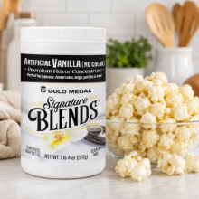 Signature Blends 2299 vanilla popcorn flavoring jar for white vanilla candy-coated popcorn