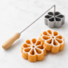 5 inch French waffle rosette mold with handle for commercial concession and festival dessert preparation