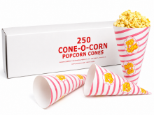 Gold Medal #2067 Cone-O-Corn paper popcorn cups – 250 count box of 0.8 oz concession cones