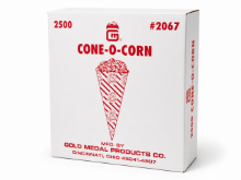 GOLD-MEDAL-2067 Vintage Red-and-White Cone-O-Corn CASE